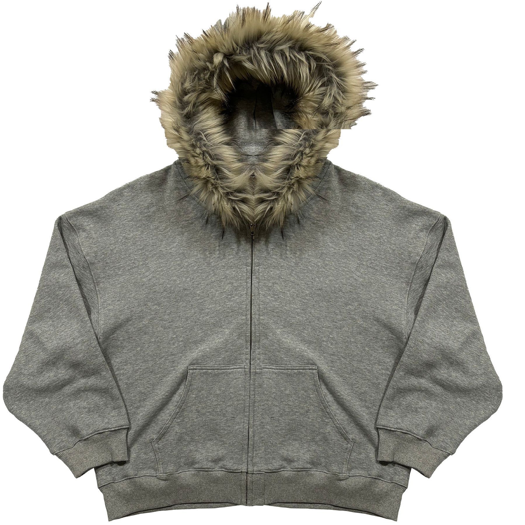 "LION" HOODED FUR COLLAR HOODIE