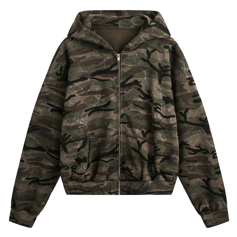 CAMOFLAUGE ZIP UP HOODIE
