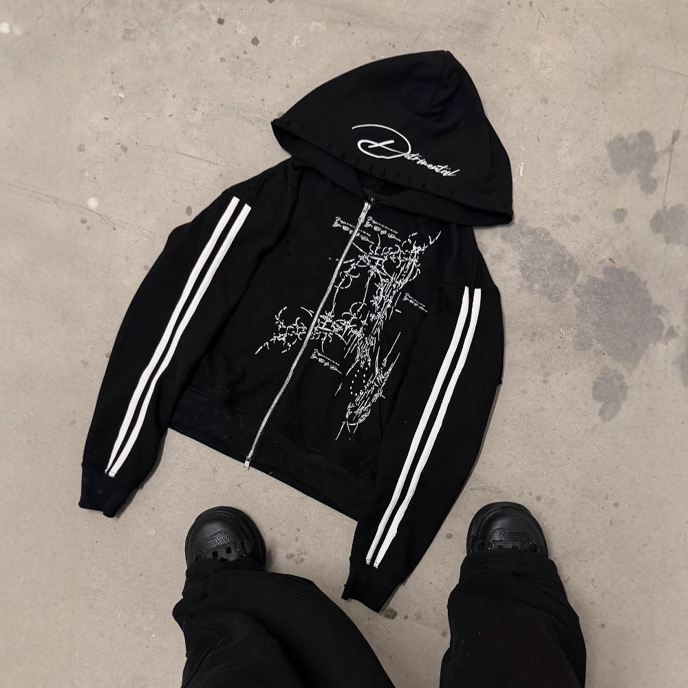 "OBSIDIAN" ZIP-UP HOODIE