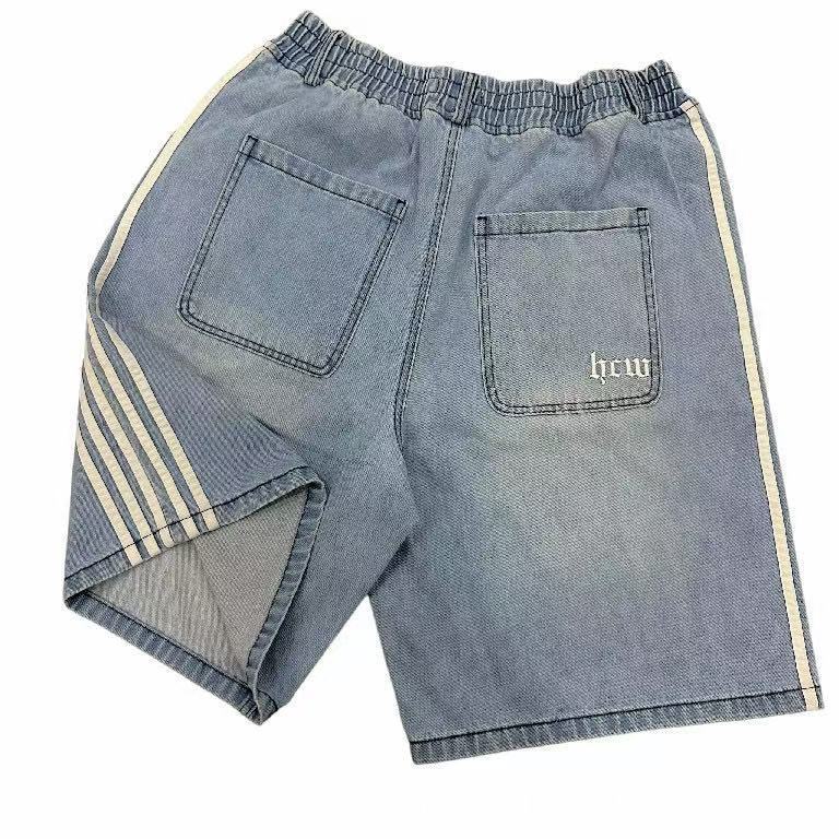 "STRAF3" STRIPED BAGGY JEANS & JORTS