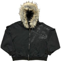"LION" HOODED FUR COLLAR HOODIE