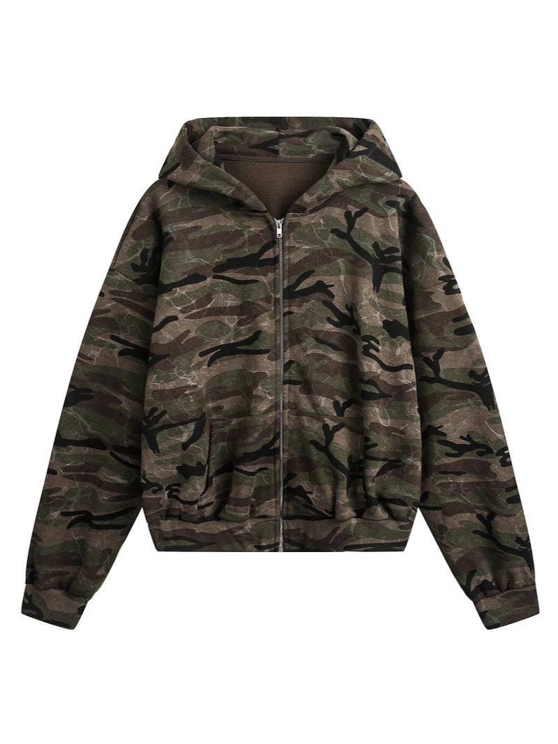 CAMOFLAUGE ZIP UP HOODIE